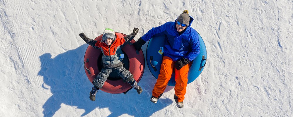 Family snow tubing